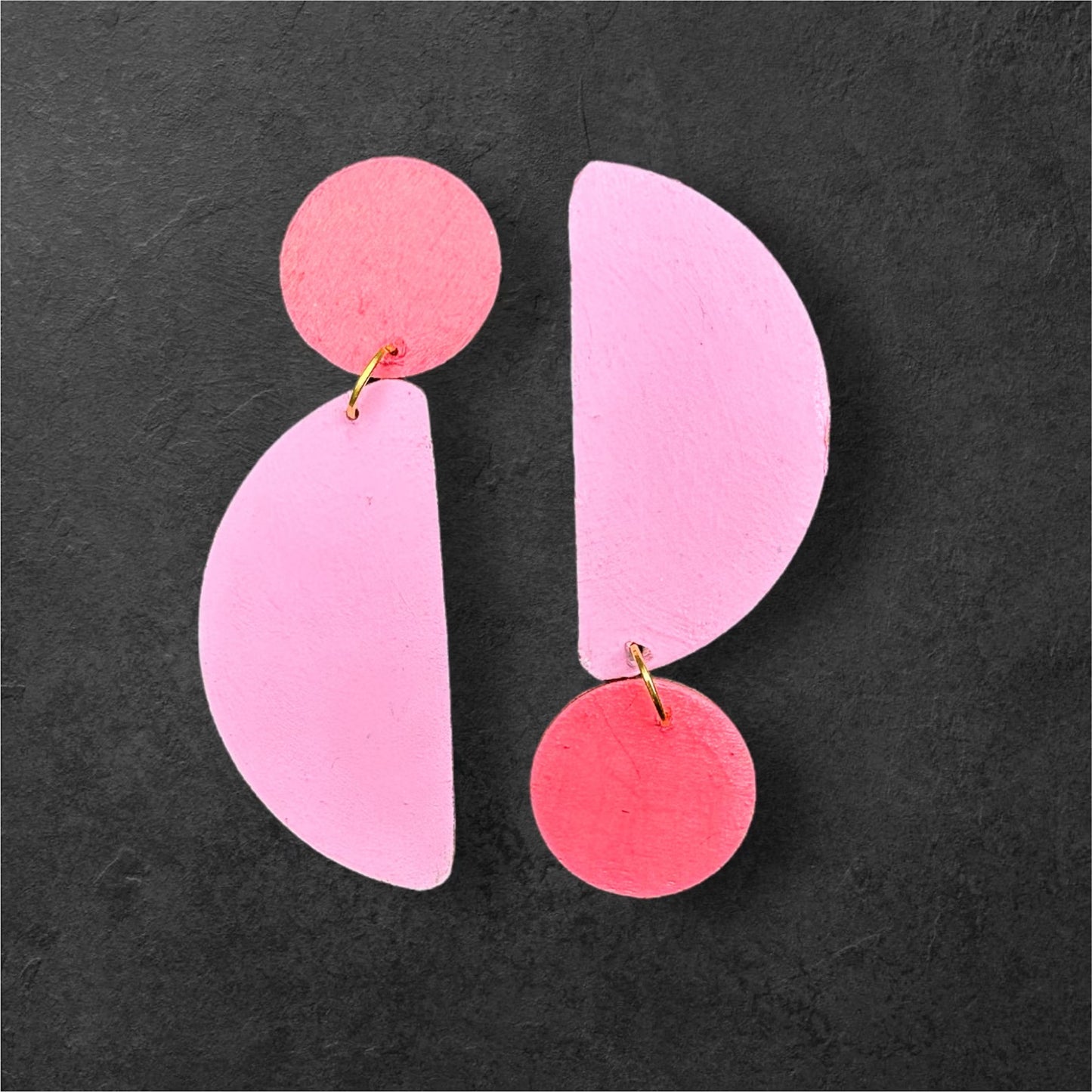 Asymmetric Pink and Coral Earrings