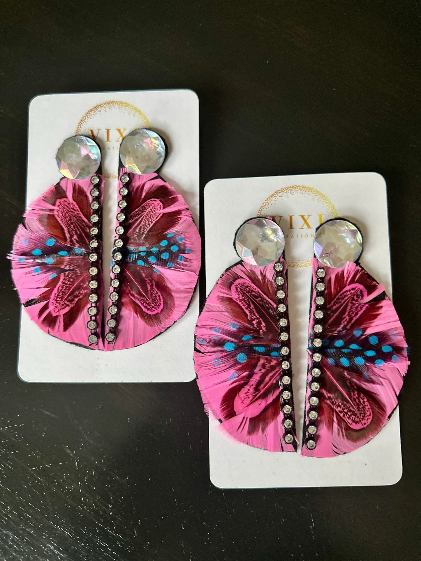 Pink Feather Glam Earrings