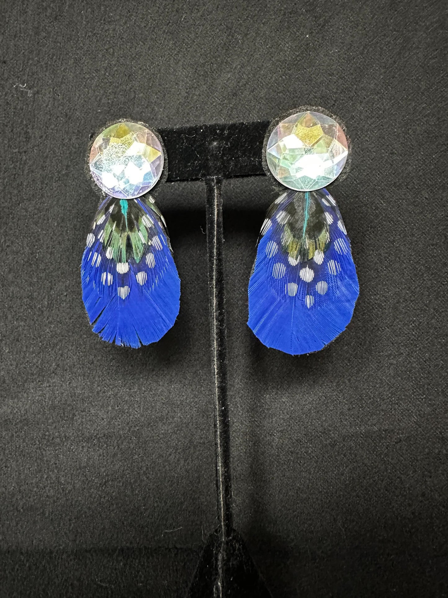 Elegant Cobalt Blue Feather Earrings