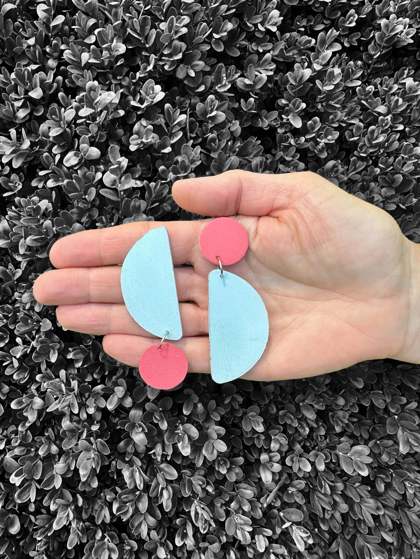 Vibrant Blue and Coral Asymmetrical Earrings