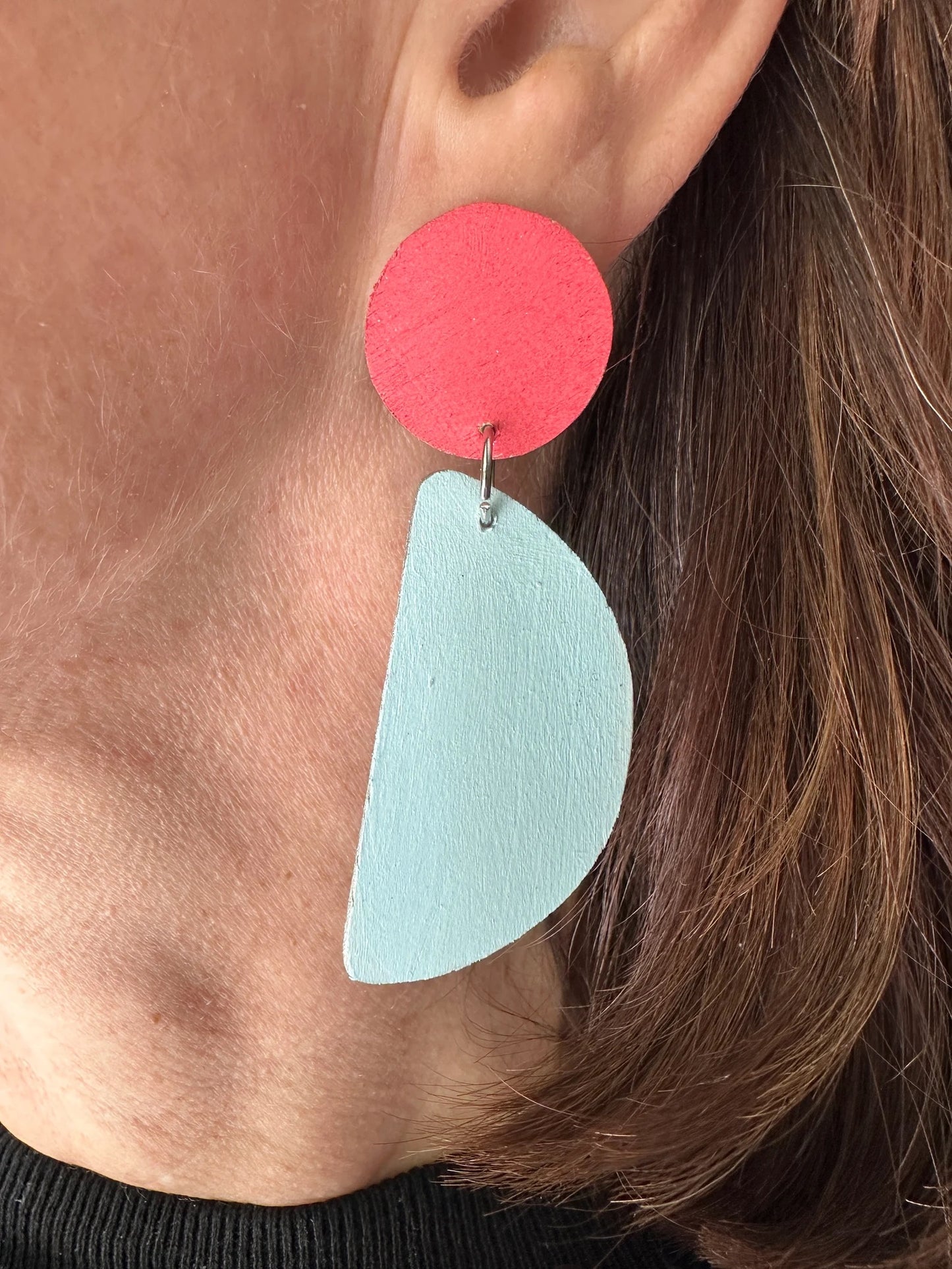 Vibrant Blue and Coral Asymmetrical Earrings