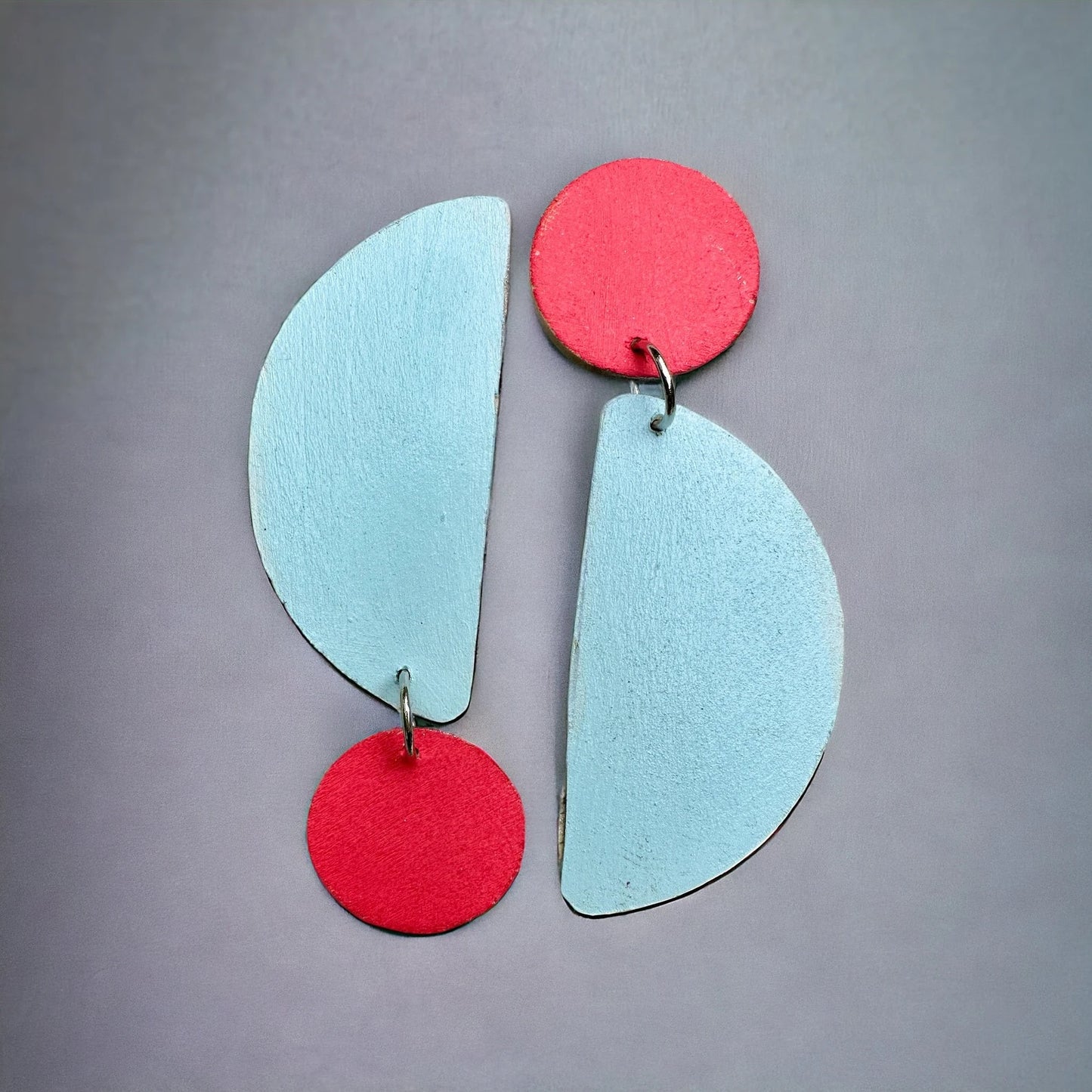 Vibrant Blue and Coral Asymmetrical Earrings