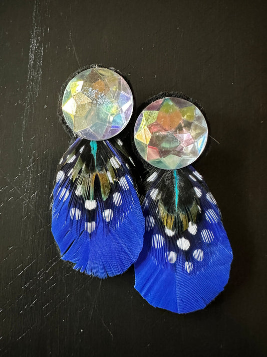 Elegant Cobalt Blue Feather Earrings