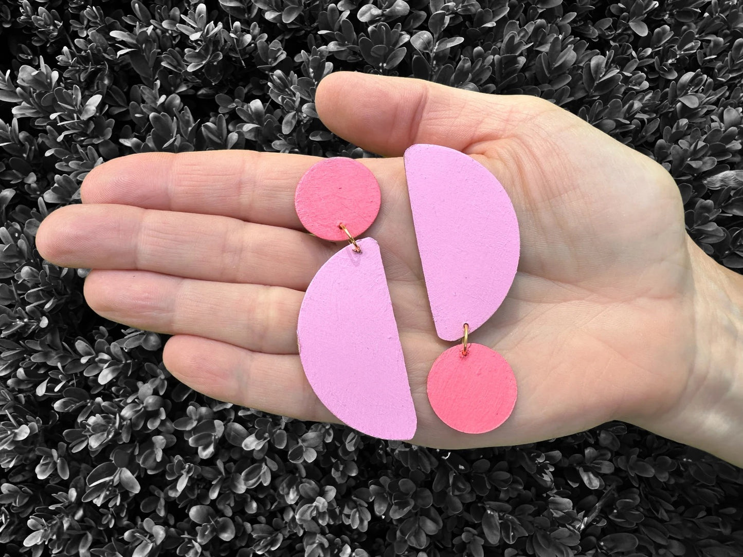 Asymmetric Pink and Coral Earrings