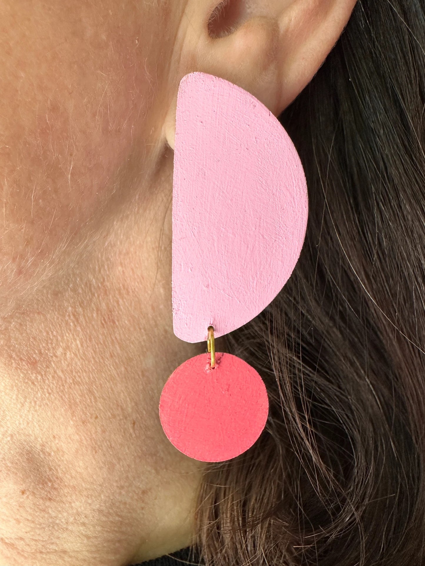 Asymmetric Pink and Coral Earrings