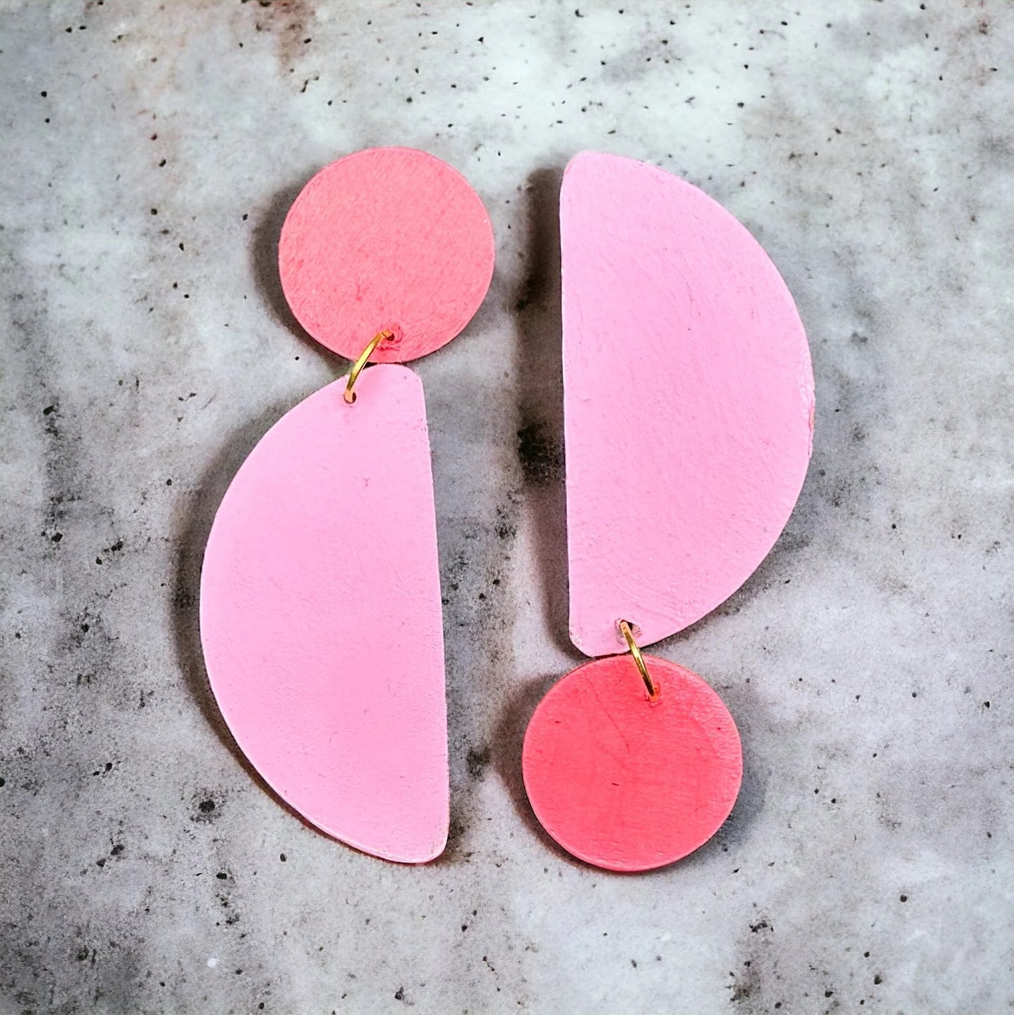 Asymmetric Pink and Coral Earrings