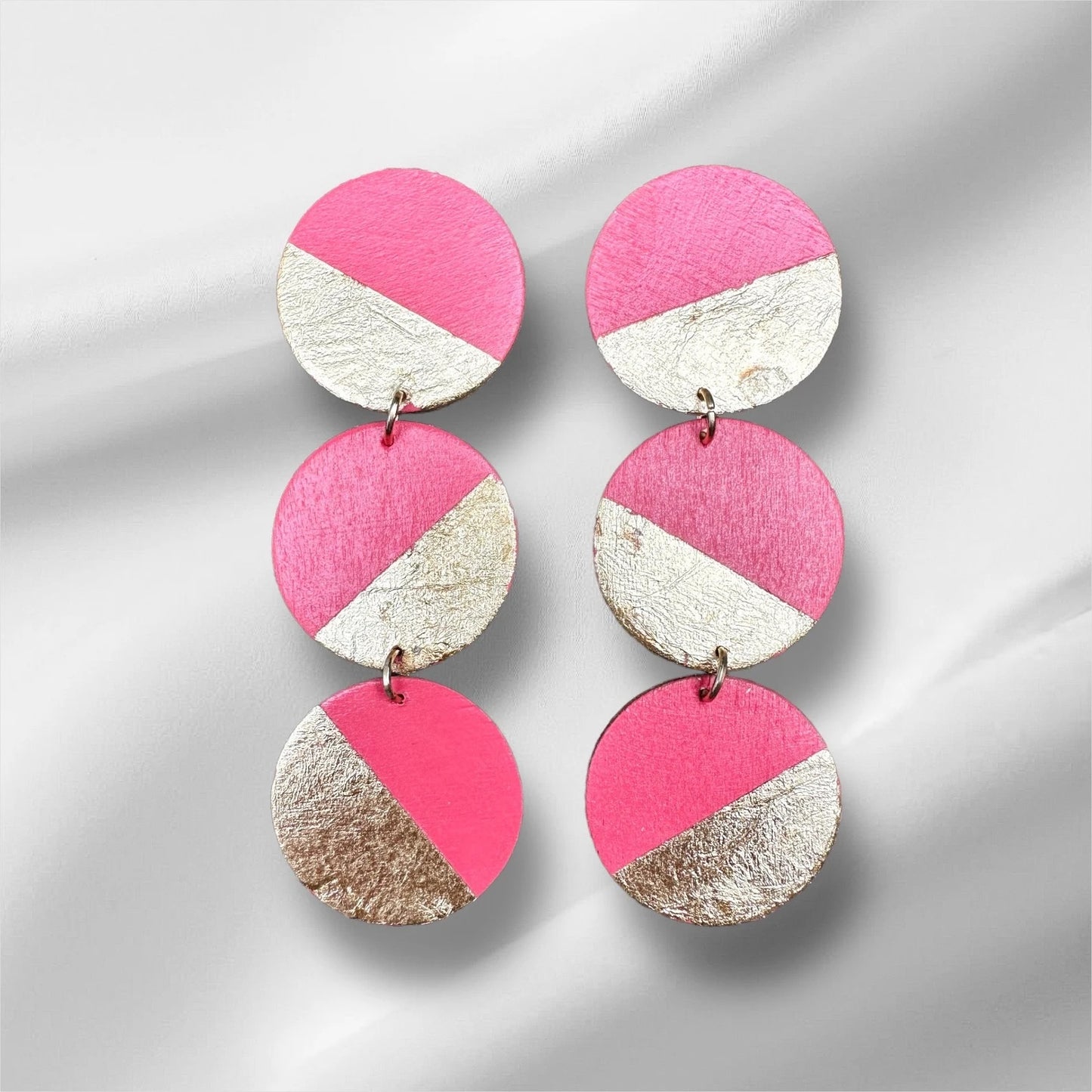 Coral Red and Gold Statement Earrings